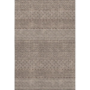 HomeRoots 5' X 8' Striped Area Rug in Brown & Beige - Durable, Washable, UV-Protected for High-Traffic Spaces 674768