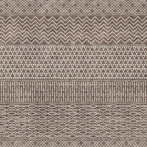HomeRoots 5' X 8' Striped Area Rug in Brown & Beige - Durable, Washable, UV-Protected for High-Traffic Spaces 674768