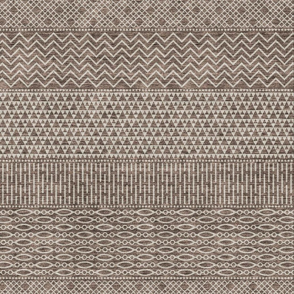 HomeRoots 5' X 8' Striped Area Rug in Brown & Beige - Durable, Washable, UV-Protected for High-Traffic Spaces 674768