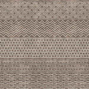 HomeRoots 8' X 10' Brown & Beige Striped Washable Area Rug - Durable, Stain Resistant, UV Protected Comfort! 674770