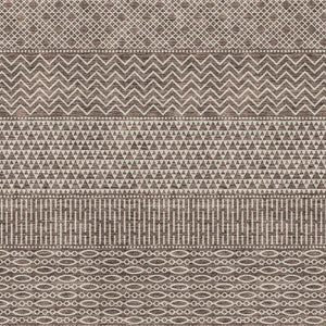 HomeRoots 9' X 12' Brown and Beige Striped Area Rug – Durable, Washable, UV-Protected for Family Spaces 674771