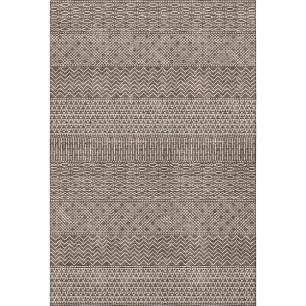 HomeRoots 10' X 14' Brown And Beige Striped Area Rug - Washable, UV Protected, Durable & Stain-Resistant Design 674772