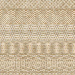 HomeRoots 5' Gold and Ivory Striped Washable Area Rug with UV Protection for High-Traffic Rooms & Kids 674774