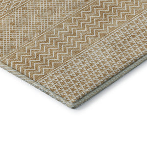 HomeRoots 8' X 10' Gold and Ivory Striped Washable Area Rug - Durable, UV-Protected, Easy-Care Design for Home 674776