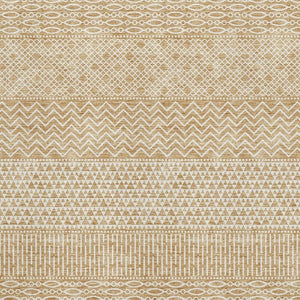 HomeRoots 8' X 10' Gold and Ivory Striped Washable Area Rug - Durable, UV-Protected, Easy-Care Design for Home 674776