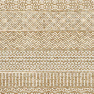 HomeRoots 10' X 14' Gold and Ivory Striped Washable Area Rug – Stain-Resistant, UV-Protected & Easy Care! 674778