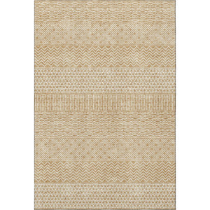 HomeRoots 10' X 14' Gold and Ivory Striped Washable Area Rug – Stain-Resistant, UV-Protected & Easy Care! 674778