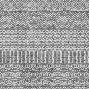 HomeRoots 8' X 10' Gray & Silver Striped Area Rug - Washable, UV-Protected, Stain-Resistant for Any Room 674782