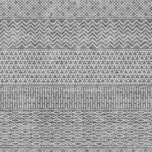 HomeRoots 8' X 10' Gray & Silver Striped Area Rug - Washable, UV-Protected, Stain-Resistant for Any Room 674782