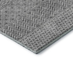 HomeRoots 9' X 12' Striped Gray and Silver Washable Area Rug with UV Protection for Stylish, High-Traffic Spaces 674783