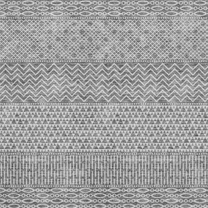 HomeRoots 9' X 12' Striped Gray and Silver Washable Area Rug with UV Protection for Stylish, High-Traffic Spaces 674783