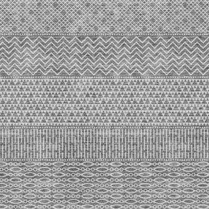 HomeRoots 10' Gray & Silver Striped Washable Area Rug – Durable, UV-Protected, Stain-Resistant for High Traffic Homes 674784