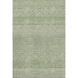 HomeRoots 5' X 8' Green and Ivory Striped Area Rug - Durable, Washable, UV-Protected for Home with Kids & Pets 674786