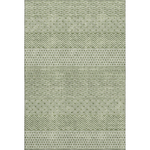 HomeRoots 5' X 8' Green and Ivory Striped Area Rug - Durable, Washable, UV-Protected for Home with Kids & Pets 674786