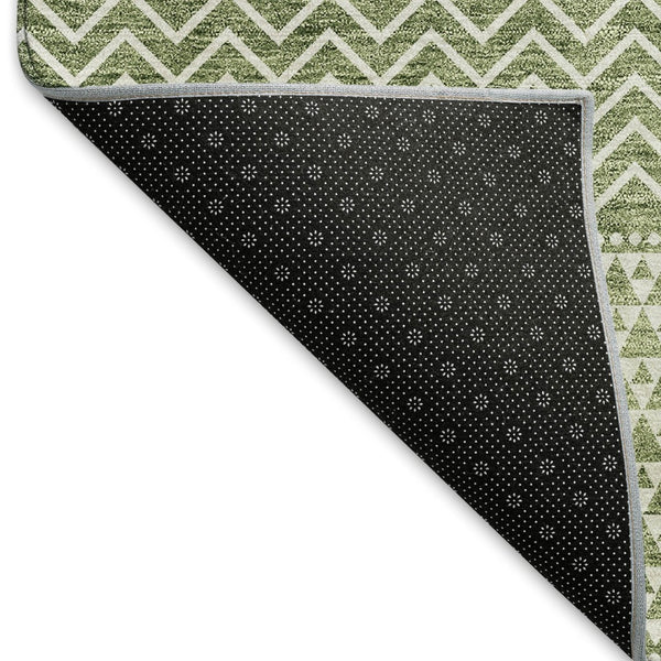 HomeRoots 5' X 8' Green and Ivory Striped Area Rug - Durable, Washable, UV-Protected for Home with Kids & Pets 674786