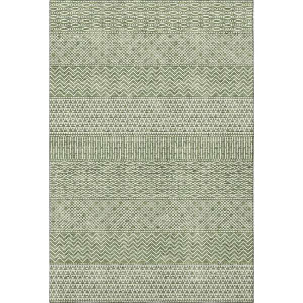 HomeRoots 5' X 8' Green and Ivory Striped Area Rug - Durable, Washable, UV-Protected for Home with Kids & Pets 674786