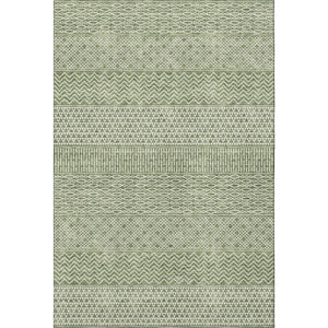 HomeRoots 5' X 8' Green and Ivory Striped Area Rug - Durable, Washable, UV-Protected for Home with Kids & Pets 674786