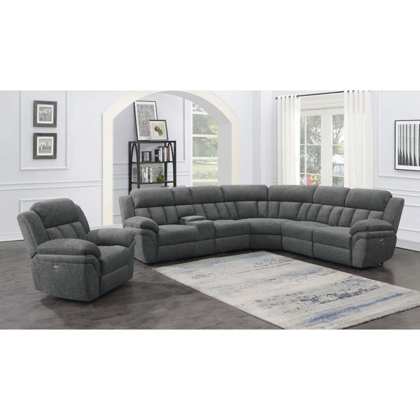 English Elm Divine Six Piece Modular Sectional with Power Recliners and Chenille Upholstery B062S01805