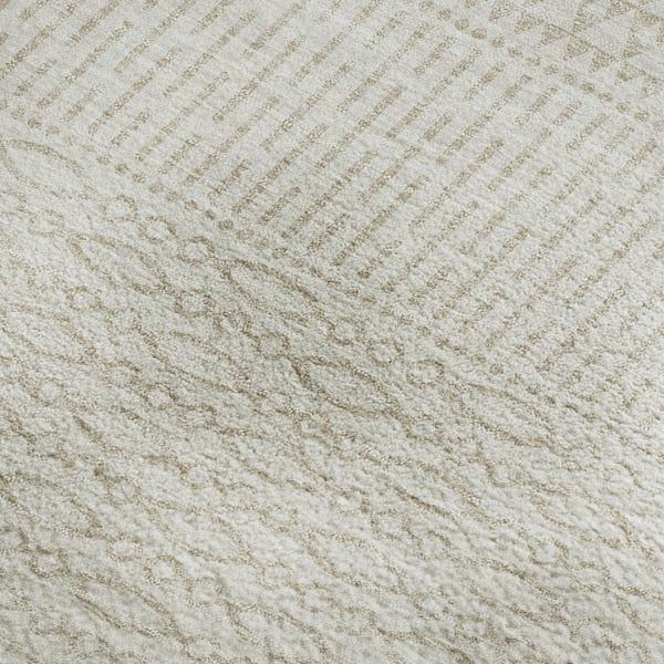 HomeRoots 5' X 8' Ivory And Beige Striped Area Rug - Washable, UV Protected, Ideal for Busy Homes and Stylish Decor 674792