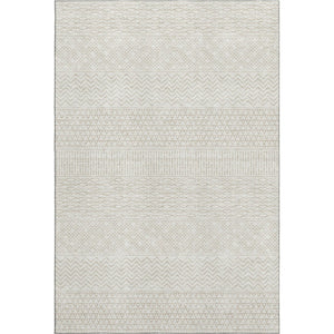 HomeRoots 9' X 12' Ivory and Beige Striped Area Rug - Washable, UV Protected, Stain-Resistant for Busy Homes 674795