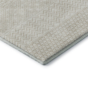 HomeRoots 9' X 12' Ivory and Beige Striped Area Rug - Washable, UV Protected, Stain-Resistant for Busy Homes 674795