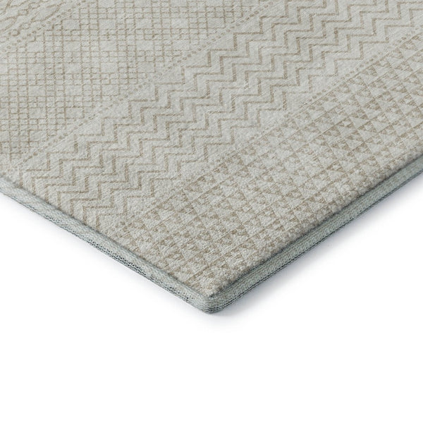 HomeRoots 9' X 12' Ivory and Beige Striped Area Rug - Washable, UV Protected, Stain-Resistant for Busy Homes 674795