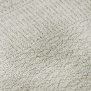 HomeRoots 9' X 12' Ivory and Beige Striped Area Rug - Washable, UV Protected, Stain-Resistant for Busy Homes 674795