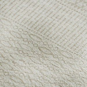HomeRoots 9' X 12' Ivory and Beige Striped Area Rug - Washable, UV Protected, Stain-Resistant for Busy Homes 674795