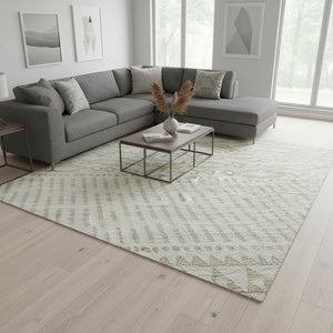 HomeRoots 10' Ivory and Beige Striped Washable Area Rug – Stylish, Durable, UV-Protected for Any Space! 674796