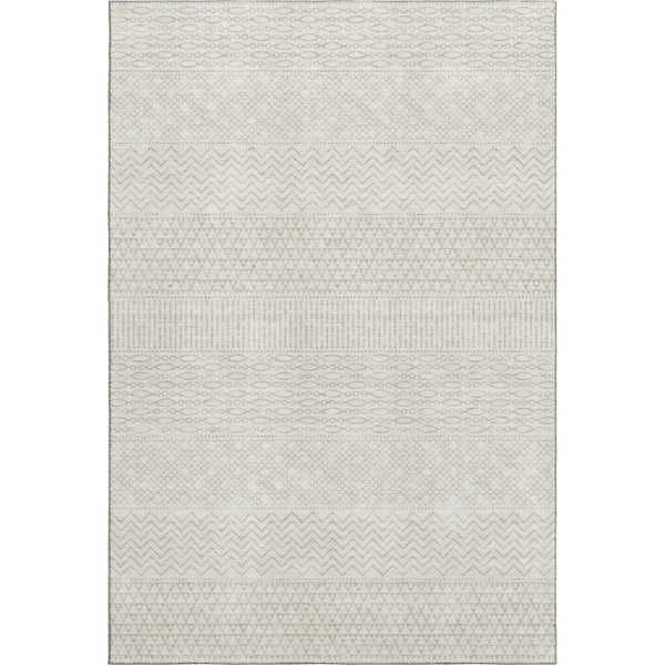 HomeRoots 10' Ivory and Beige Striped Washable Area Rug – Stylish, Durable, UV-Protected for Any Space! 674796
