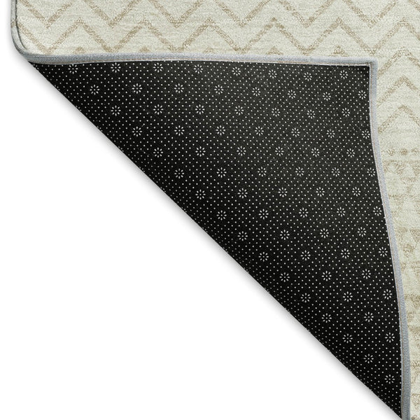 HomeRoots 10' Ivory and Beige Striped Washable Area Rug – Stylish, Durable, UV-Protected for Any Space! 674796