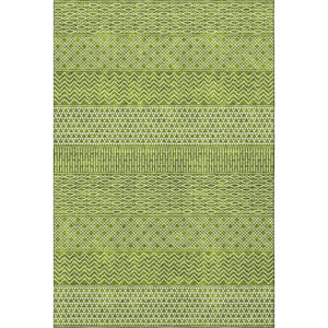 HomeRoots 5' X 8' Stylish Lime Green & Ivory Striped Washable Area Rug with UV Protection for Easy Care 674798