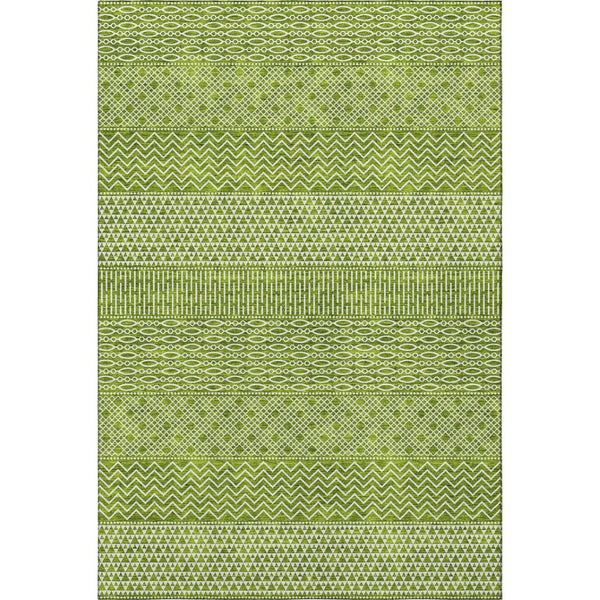 HomeRoots 5' X 8' Stylish Lime Green & Ivory Striped Washable Area Rug with UV Protection for Easy Care 674798