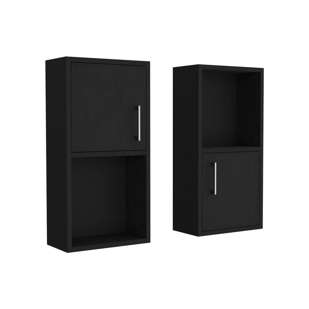 English Elm Wall Mounted Bathroom Medicine Cabinet Eak 24" H Black – Compact 4-Shelf Engineered Wood Storage, Sleek Design B097P199746