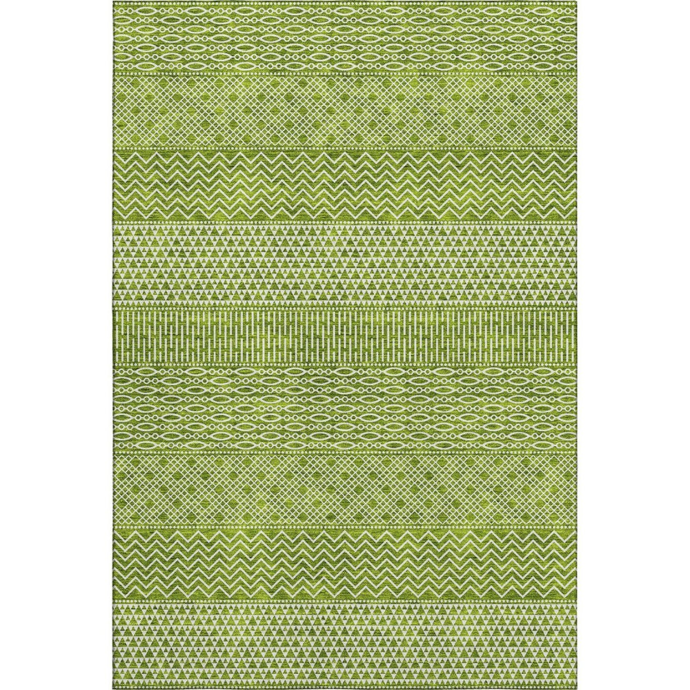HomeRoots 9' X 12' Lime Green and Ivory Striped Area Rug - Durable, Washable, UV Protected for Stylish Spaces 674801