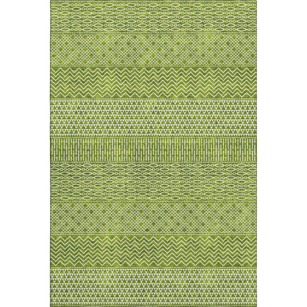 HomeRoots 10' X 14' Stylish Lime Green & Ivory Striped Area Rug - Washable, UV-Protected, Durable & Easy-Care 674802