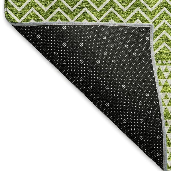 HomeRoots 10' X 14' Stylish Lime Green & Ivory Striped Area Rug - Washable, UV-Protected, Durable & Easy-Care 674802