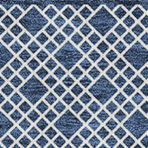 HomeRoots 5' X 8' Navy Blue & Ivory Striped Area Rug - Washable, UV-Protected, Perfect for Coastal Spaces! 674804