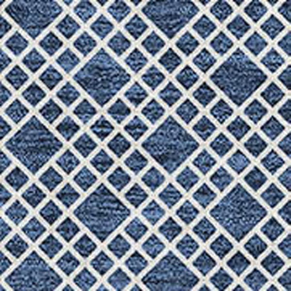 HomeRoots 9' X 12' Navy Blue & Ivory Striped Washable Area Rug - Durable, UV-Protected, Kid & Pet Friendly! 674807