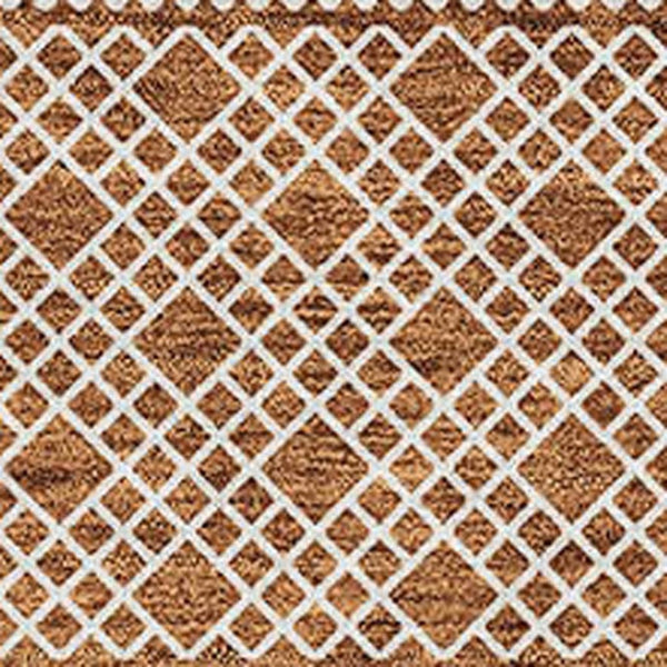 HomeRoots 8' X 10' Washable Area Rug in Rust & Ivory Stripes - Durable, Stain-Resistant with UV Protection! 674812