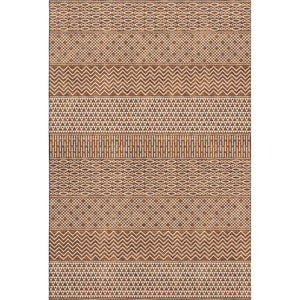 HomeRoots 9' X 12' Striped Rust and Ivory Washable Area Rug with UV Protection for Family-Friendly Spaces 674813