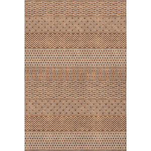 HomeRoots 9' X 12' Striped Rust and Ivory Washable Area Rug with UV Protection for Family-Friendly Spaces 674813