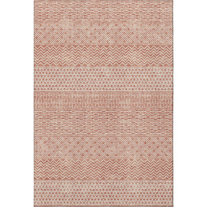 HomeRoots 8' X 10' Salmon and Ivory Striped Washable Area Rug - Durable, UV Protected, Perfect for Busy Homes! 674818
