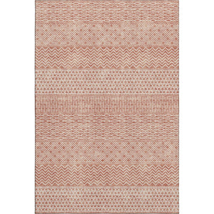 HomeRoots 10' Salmon and Ivory Striped Washable Area Rug - UV Protected, Durable, Easy-Clean for Homes 674820