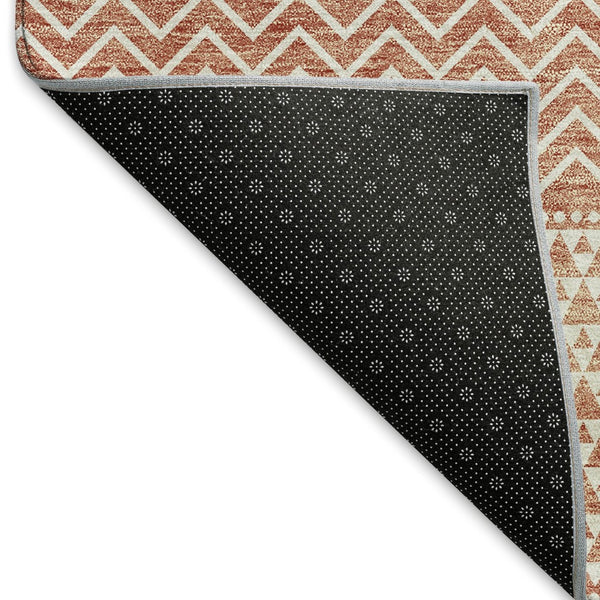 HomeRoots 10' Salmon and Ivory Striped Washable Area Rug - UV Protected, Durable, Easy-Clean for Homes 674820