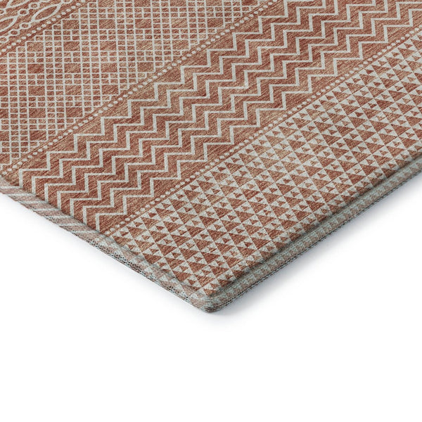 HomeRoots 10' Salmon and Ivory Striped Washable Area Rug - UV Protected, Durable, Easy-Clean for Homes 674820
