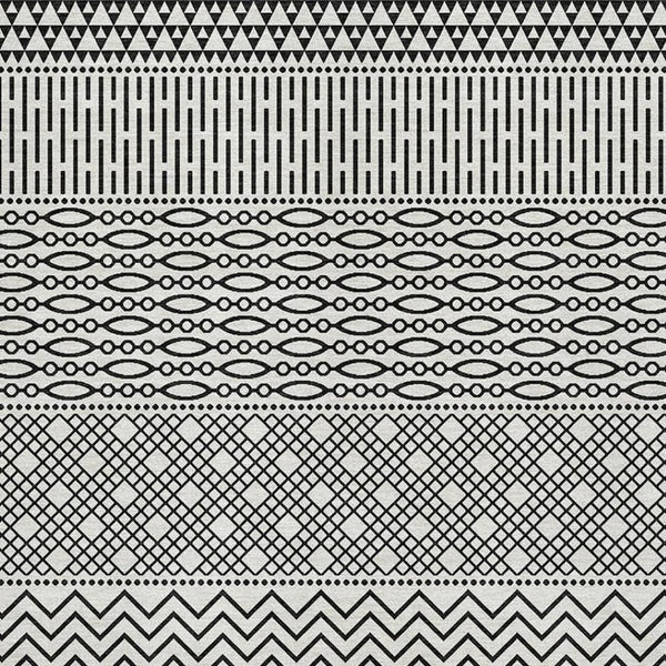 HomeRoots 5' X 8' Stylish White and Black Striped Area Rug – Washable, UV-Protected, Durable for High Traffic Areas 674822