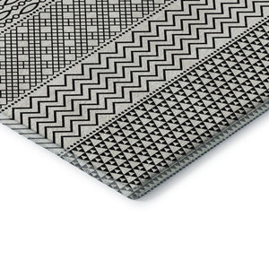 HomeRoots 8' X 10' Striped Washable Area Rug - Modern Black & White Design with UV Protection & Stain Resistance 674824