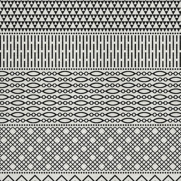 HomeRoots 8' X 10' Striped Washable Area Rug - Modern Black & White Design with UV Protection & Stain Resistance 674824