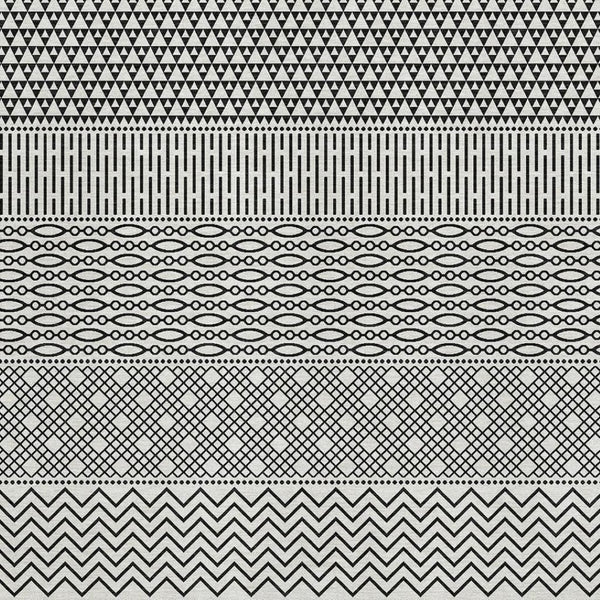 HomeRoots 8' X 10' Striped Washable Area Rug - Modern Black & White Design with UV Protection & Stain Resistance 674824